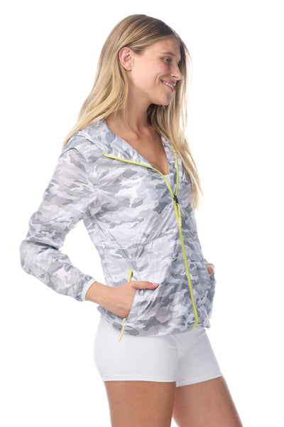 Kyodan Outdoor Womens Size SP Hooded Rain Jacket Windbreaker in  Silver/Gray-NEW