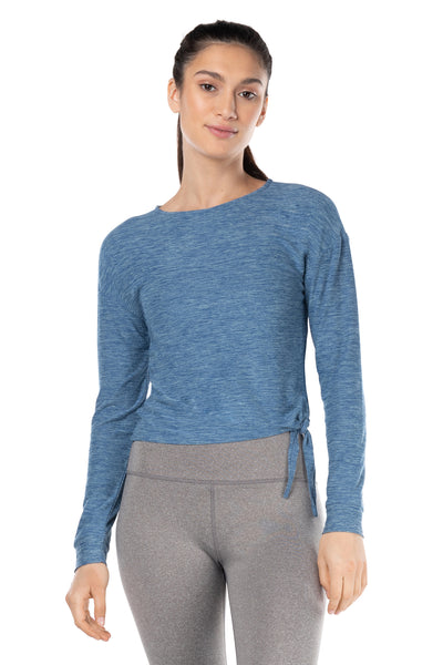 Kyodan Blue Static Space Dye Long Sleeve Crew Neck T-Shirt Women's Size  Medium