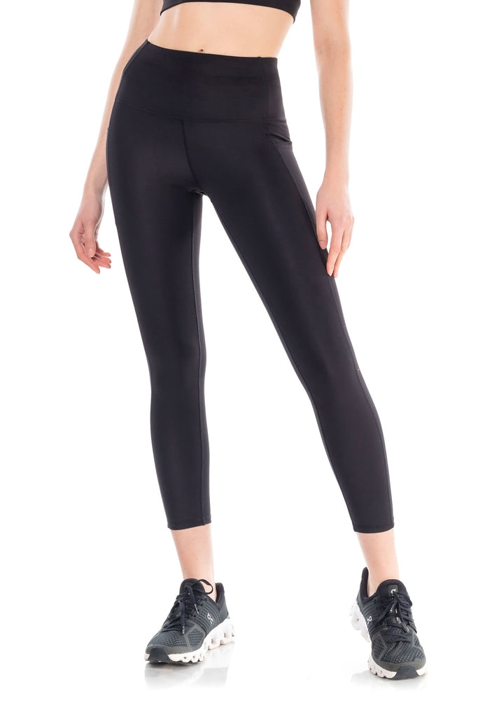 High Waisted Blocked Lined Leggings with Pockets for Women - 7/8 Length  Athletic Tummy Control Yoga Pants for Workout